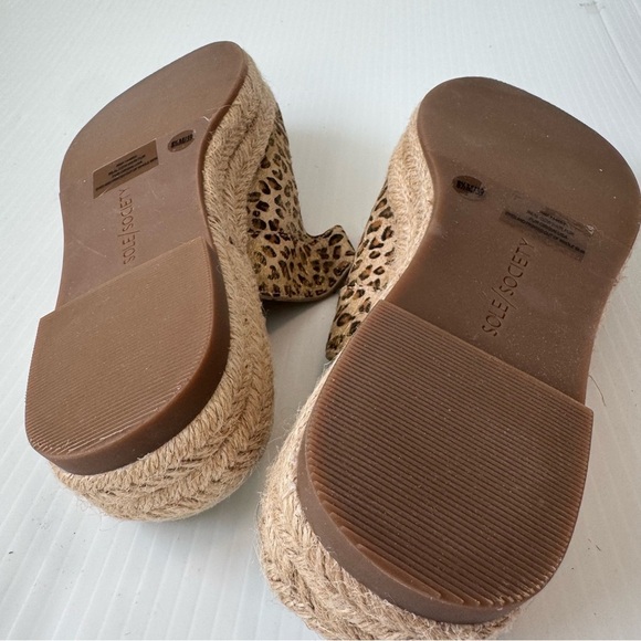 🆕 Sole Society leopard print cow hair upper platform espadrille sandals size 8.5 - Picture 10 of 11